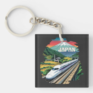 Porte-clés Train à balles japonais et Mont Fuji