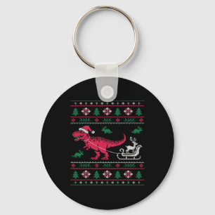 Porte-clés Traîneau de rennes dinosaure Noël laid 