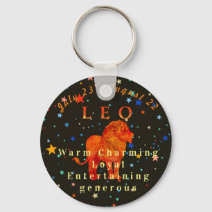 Porte-clés Traits modernes Lion Rouge Lion Zodiac