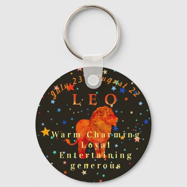 Porte-clés Traits modernes Lion Rouge Lion Zodiac (Recto)