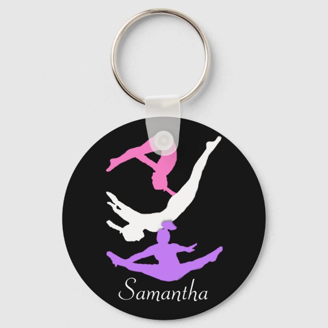 Porte-clés Trampoline gymnaste porte - clé personnalisé (Recto)
