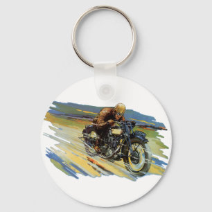 Porte-clés Transport de voyage vintage, moto de course