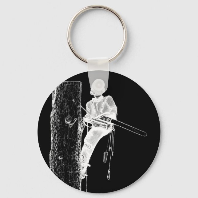 Porte-clés Tree Surgeon Arborist at work present Chainsaw (Recto)