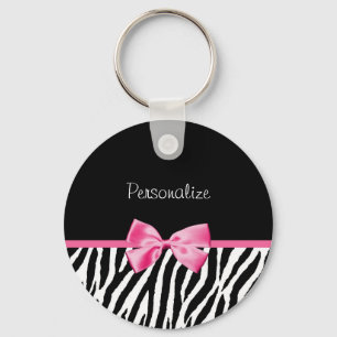 Porte-clés Trendy Black And White Zebra Print Rose Ribbon
