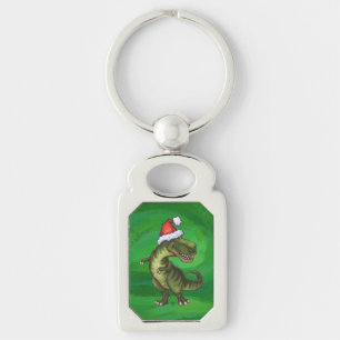 Porte-clés TRex à Santa Hat sur Green