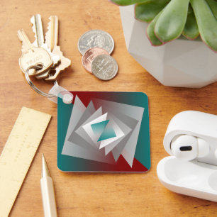 Porte-clés Triangles turquoises gris bordeaux