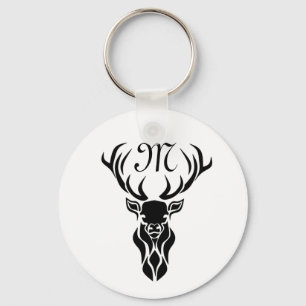 Porte-clés Tribal Black Stag Silhouette Monogram