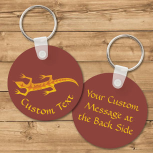 Porte-clés Tribal Lizard Orange Keychain