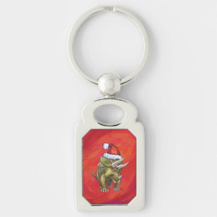 Porte-clés Tricératops Noël En Rouge