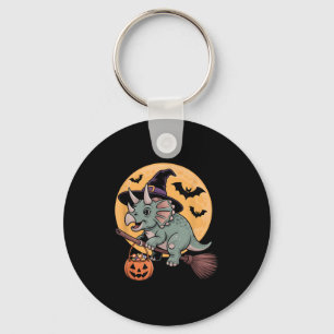 Porte-clés Tricératops Witch Casquette Citrouille Halloween C
