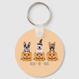 Porte-clés Trick Or Treat Bouledogues Français Citrouille