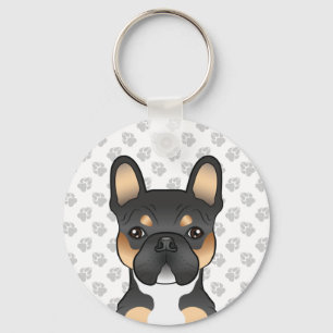Porte-clés Tricolore noir Chien français Chien français et pa
