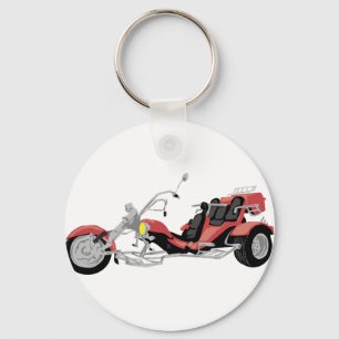 Porte-clés tricycle rouge de moto