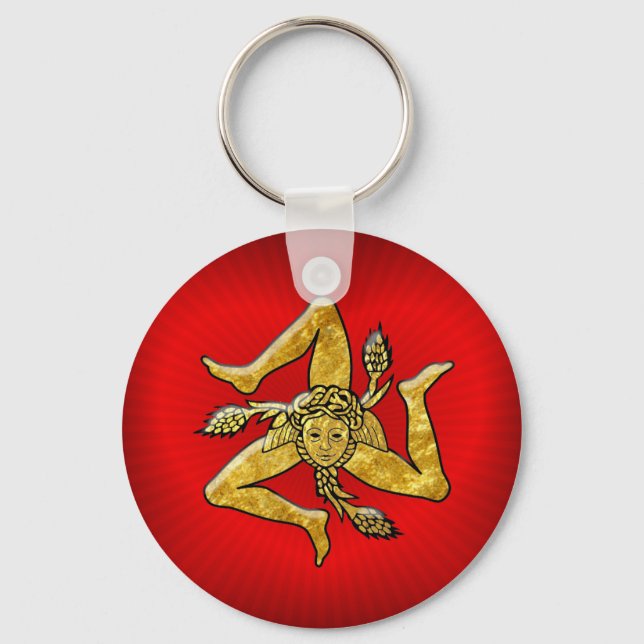 Porte-clés Trinacria sicilienne en or sur coeur (Recto)