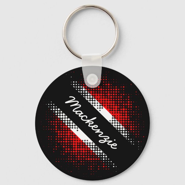 Porte-clés Trinité-et-Tobago Dot Motif avec nom (Recto)