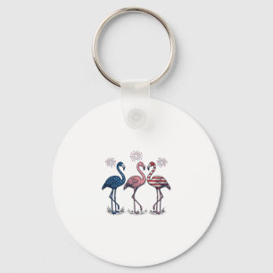 Porte-clés Trio de flamants patriotiques dessin de gravure vi