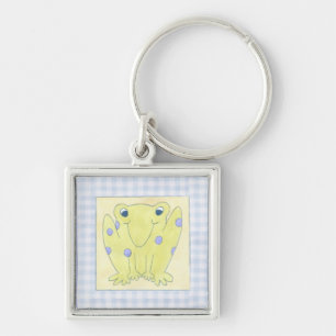 Porte-clés Trio de grenouille sur le tissu de guingan
