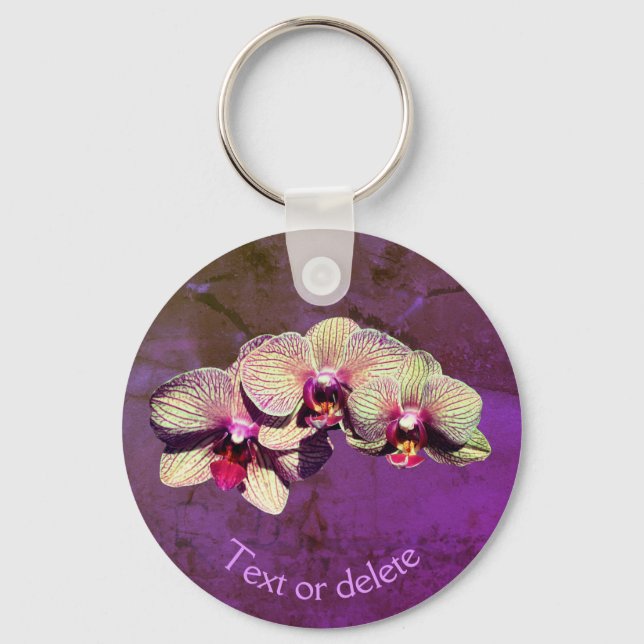 Porte-clés Trio Fleur Orchidée Soigné Personnalisé (Recto)