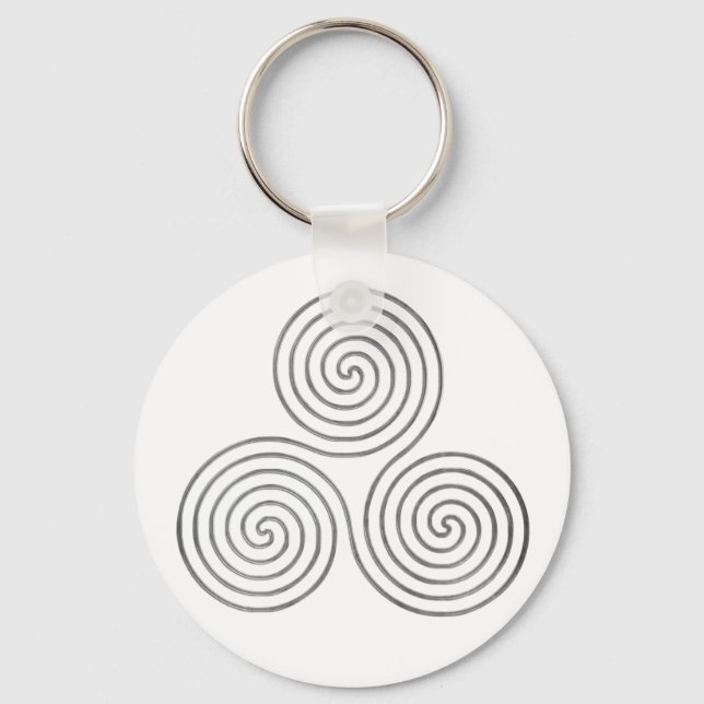 Porte-clés triple spirale celtique - OneLine argent antique (Recto)