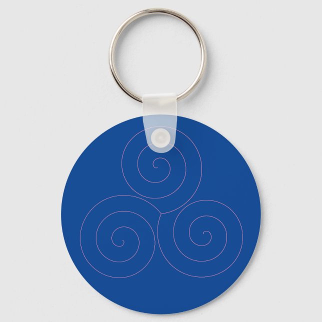 Porte-clés Triskele rose sur Arrière - plan bleu (Recto)