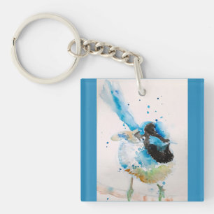 Porte-clés Troène bleu Wrens Aquarelle Bébé Bleu Australien