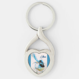 Porte-clés Troglodyte familier bleu aquarelle bébé bleu austr