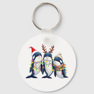 Porte-clés Trois baleines portent le chapeau de Noël