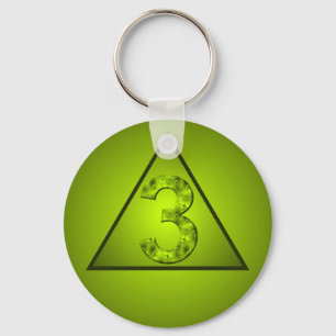 Porte-clés Trois Chanceux Nombre Mystique Triangle Vert