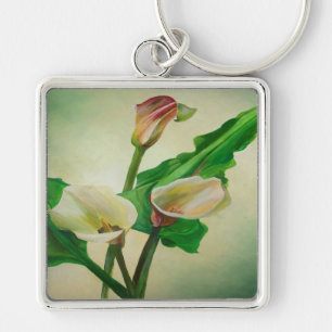 Porte-clés Trois Lys Calla Étonnant Botanique Acrylique