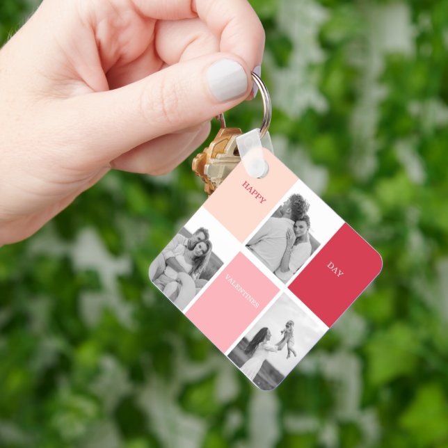 Porte-clés Trois photos | Bonne Saint Valentin (main)