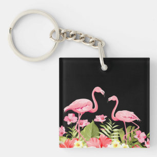 Porte-clés Tropcal Flowers and Flamingos