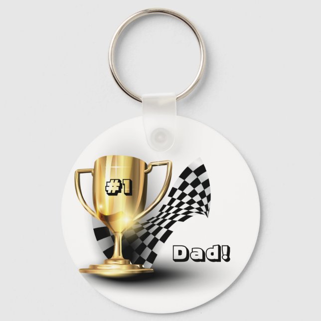 Porte-clés Trophée d'or simple père Fête des pères (Recto)