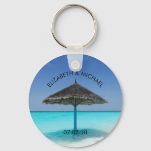 Porte-clés Tropical Beach with Thatched Umbrella Wedding