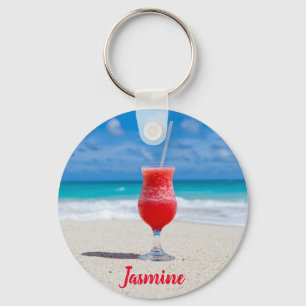 Porte-clés Tropical Blue Ocean Beach Bliss Nom personnalisé