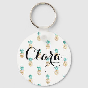 Porte-clés tropical fresh summer Faux gold pineapp