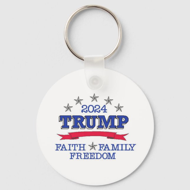 Porte-clés Trump 2024 Foi Liberté familiale (Recto)