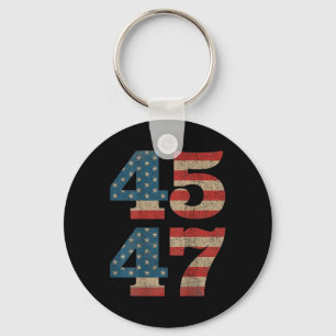 Porte-clés Trump 45 47 Drapeau Vintage américain Retro 4547