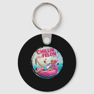 Porte-clés Trump Chillin Comme Un Felon Summer Retro Pool Flo