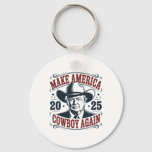 Porte-clés Trump Faire Amérique 2025 Cowboy Encore Drôle Vint