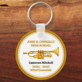 Porte-clés Trumpet High School Band Custom Gold Christmas