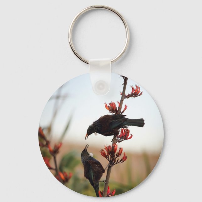 Porte-clés Tui birds sur le lin néo-zélandais (Recto)
