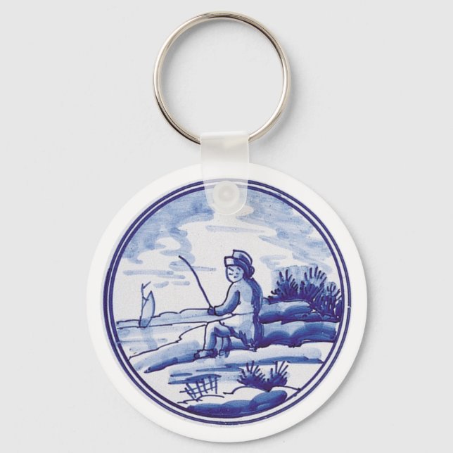 Porte-clés Tuile bleue traditionnelle (Recto)
