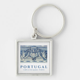 Porte-clés Tuiles murales portugaises bleues et blanches avec