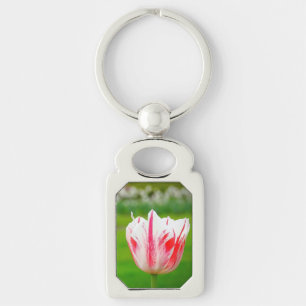 Porte-clés Tulipe rayée rouge et blanc