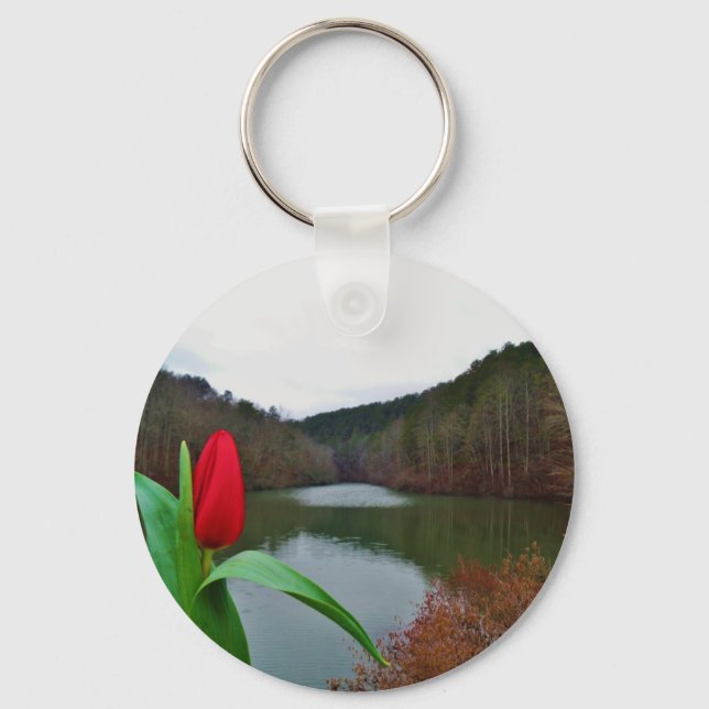 Porte-clés Tulipe rouge printanière au lac Arrowhead (Recto)