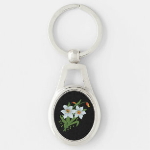 Porte-clés Tulipes et jonquilles Fleurs Fond noir