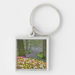 Porte-clés Tulipes et route, Jardins de Keukenhof, Lisse,