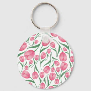 Porte-clés Tulipes roses élégantes motif floral