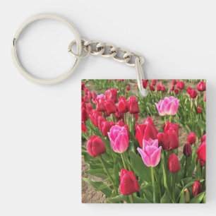 Porte-clés Tulipes roses et rouges