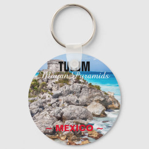 Porte-clés Tulum Mayan Pyramids Mexico Button Keychain